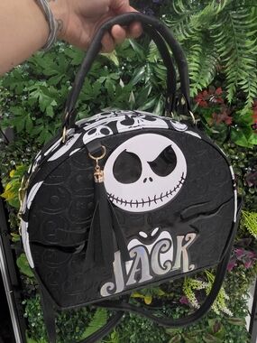 Black Jack Skull Dome Crossbody Bag with Tassel Charm